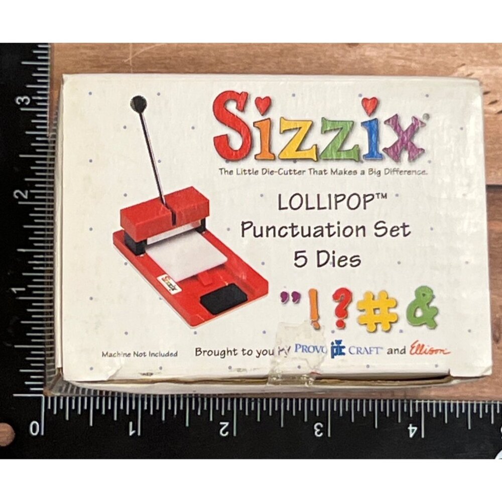 RARE NEW RETIRED Sizzix Lollipop Punctuation Set With 5 Dies Boxed 38-1043